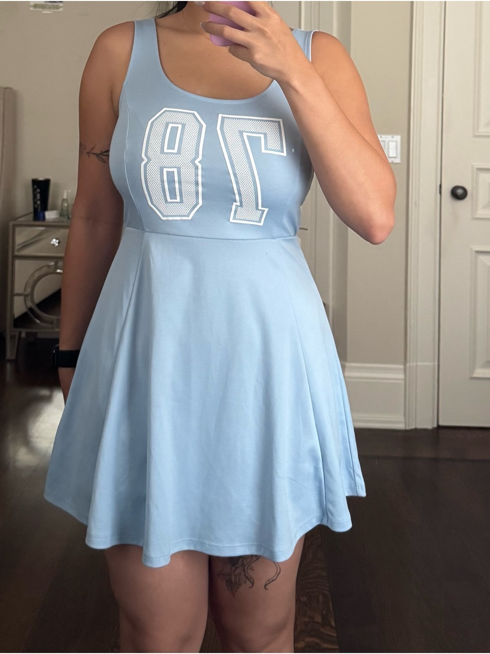 H&M Divided Light Blue Fit-and-Flare Mini Dress Size 6
